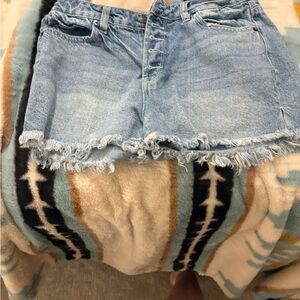 Madewell Light Blue Frayed Hem Denim Shorts